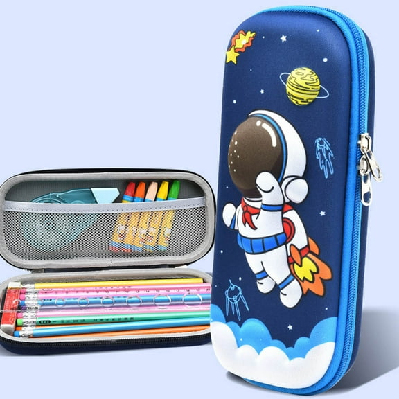 Gallickan Space Pencil Case, Astronaut Theme Pencil Case Bag Multipurpose Pencil Pen Crayon Ruler Coin Organizer Waterproof Scratch Proof Storage Bag, Dark Blue