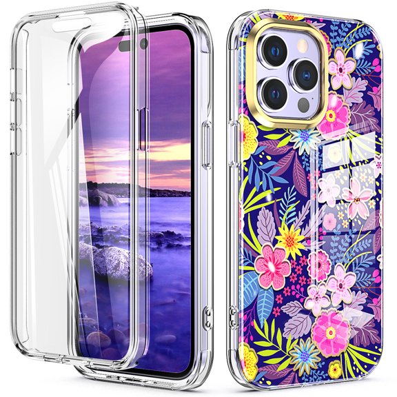 Compatible for iPhone 14 Pro Max Case 6.7 inch (2022 Release), Slim Full-Body Stylish Shockproof Protective Rugged TPU iPhone 14 Pro Max Case with Built-in Screen Protector