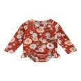 thumbnail image 1 of QJUHUNG Kid Baby Girls One Piece Swimsuit Long Sleeve Zipper Swimwear Ruffle Rashguard Bathing Suits Beachwear, 1 of 6
