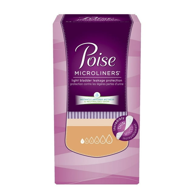 Microliners Poise, longitud larga, la más ligera absorción, 50 unidades, x2