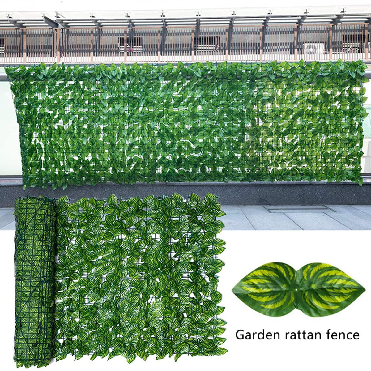Garden Plant Fence Artificial Faux Green Leaf Privacy Screen Panels Rattan Outdo 