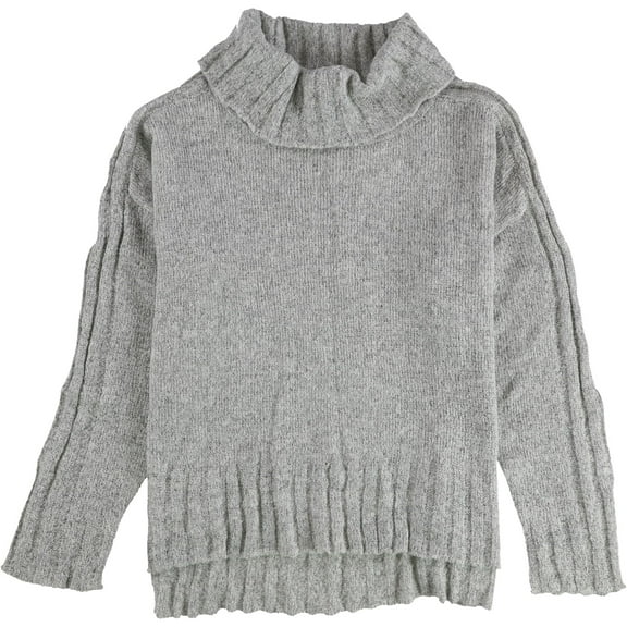 Hooked Up by IOT Womens Turtleneck Pullover Sweater, Grey, Juniors, X-Large