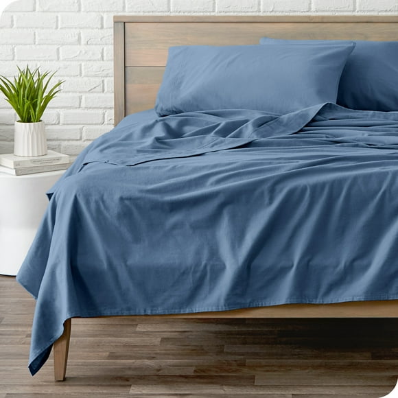 Bare Home Flannel Sheet Set - 100% Cotton - Deep Pocket - King, Coronet Blue, 4-Pieces
