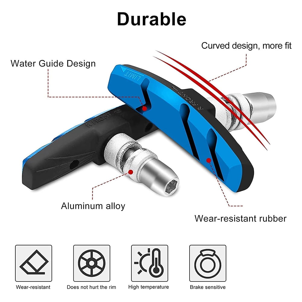 Massi Brake Shoe Kit With Standard Pads - Replacement For MTB Bicycles