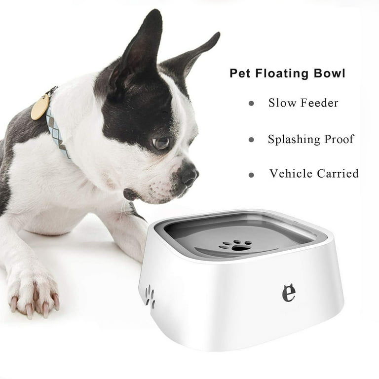 EverPet 35OZ Pet Dog Water Bowl No-Spill Pet Water Bowl Slow Water Feeder  Dog Bowl No-Slip Pet Water DispenserFeeder Bowl for Dogs and Cats GREY 