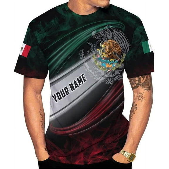 Personalized Name Mexican Shirts 3D Customized Mexico Shirt US Flag, Mexican Shirts for Women Unisex (S)