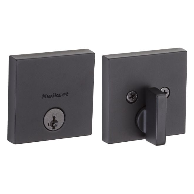 Kwikset Downtown Square Single Cylinder Deadbolts in Iron Black