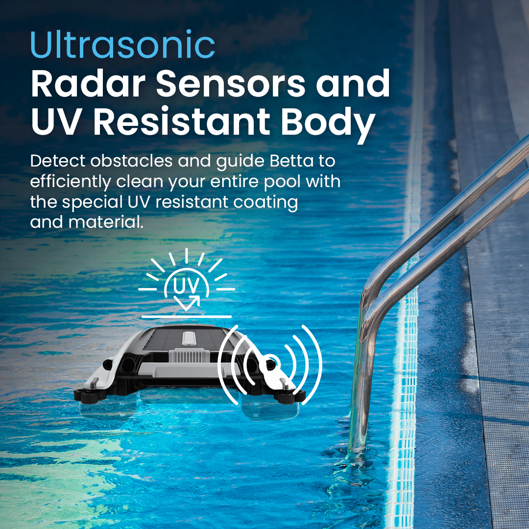 Betta Smart Solar-Powered Automatic Robotic Pool Surface Skimmer with 30-Hour Battery Life and Re-Engineered Twin Salt Chlorine Tolerant Motors (White))