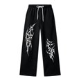 thumbnail image 4 of WERYOUNG Boys Pants Elastic Drawstring Waist Wide Leg Trousers Toddler Kids Loose Fit Back To School Pants 4-5 Years, 4 of 5