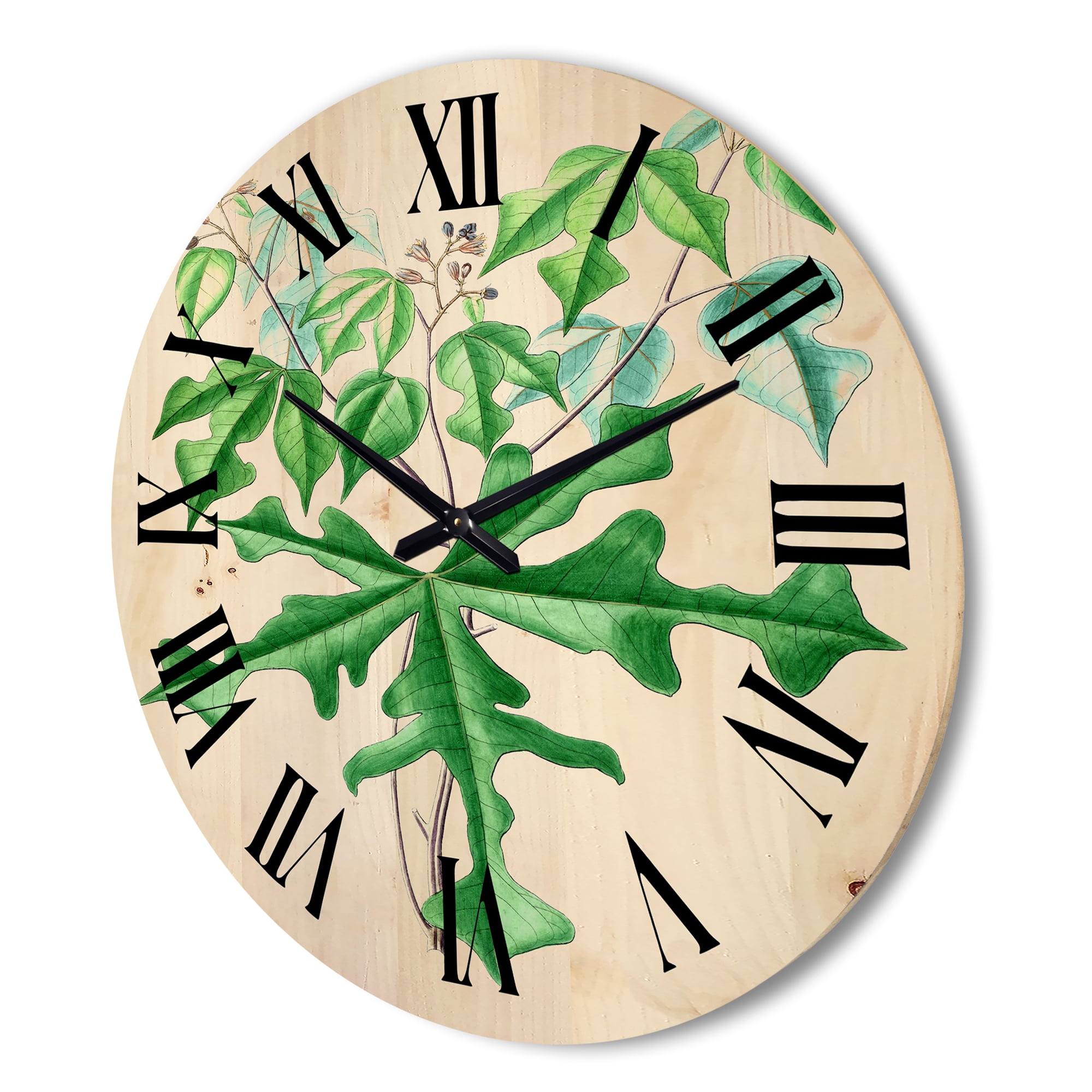Designart 'Ancient Drawing of Wild Plants' Traditional Wood Wall Clock