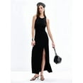 thumbnail image 6 of Women'S Summer and Autumn Long Elegant Versatile Slit Tight Sleeveless Dress Black M, 6 of 9