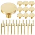 thumbnail image 1 of 10 Pcs Boutons de Tiroir Ronds en Alliage d'Aluminium Doré Moderne - Poignées d'Armoire à Trou Unique de 30mm de Diamètre avec Finition Brossée, Projection de 23mm, Matériel en Métal Solide de 18,5g pour Cuisine, Garde-Robe, Salle de Bain, 1 of 6