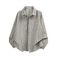 thumbnail image 2 of Ceisia Men's Oversized Vertical Stripe Long Sleeve Turndown Collar Casual Shirt Gifts, 2 of 9