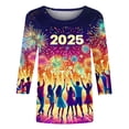 thumbnail image 5 of VEKDONE 2025 Bonne Année Manches 3/4 T-Shirts Graphiques Col Rond Multicolore TTG, 5 of 5