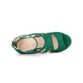 thumbnail image 4 of Allegra K Women's Platform Peep Toe Strappy Back Zip Wedge Heel Sandal Green 8.5, 4 of 7