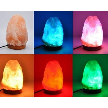 Himalayan Aroma - Small Size USB Himalayan Salt Lamp, Mini LED Salt Lamp, Color Changing Lamp, Wood Base, Handmade, No Installation Required, 1 - 2 lbs, 3 - 4 inch Height