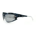 thumbnail image 6 of Color Camouflage Metal Frame Wrap Around Oval Sport Sunglasses Blue Brown Camo - Silver Mirror, 6 of 8