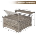 thumbnail image 2 of 40" Large Farmhouse Lift Top Coffee Table with Power Outlets, Square Wood Living Room Table with Large Hidden Storage, Multi-Function Lift Wooden Barn Door Center Table, Gray, 2 of 7