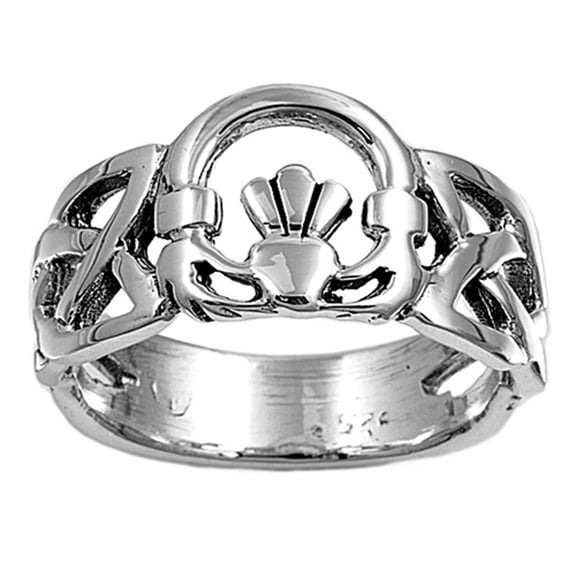 Sterling Silver Claddagh Ring 10mm ( Size 5 to 9)
