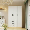 thumbnail image 6 of Idealcabin Freestanding Wardrobe Armoire With Drawers, Bedroom Wardrobe Closet for Hanging Clothes, Wood Cabinet with Shelves, 6 of 7