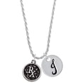 thumbnail image 1 of Delight Jewelry Silvertone Medical Caduceus Seal - Rx Silvertone Script Initial Disc - J - Charm Necklace, 20"+3", 1 of 4