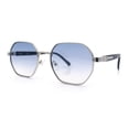 thumbnail image 4 of Luxury Gangster Octagonal Retro Refined Gentlemans Metal Rim Sunglasses Silver - Blue Clear, 4 of 8
