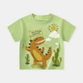 thumbnail image 2 of XUELUO Baby Boys Athletic Shirts Summer Cartoon Dinosaur Print Crew Neck Short Sleeve Casual Tops Tee Shirts Streetwear,Green,12-18 Months, 2 of 9