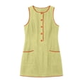thumbnail image 7 of Atogsazn Womens Summer Button Mini Dress Casual Sleeveless Contrast Trim Loose Dresses A-Line Sundress Green L Fashion, 7 of 7