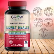 Grow Vitamin Kidney Pro-Health Supplement – Cranberry, Uva Ursi & Astragalus Extract, Bladder & Urinary Tract Support, Non-GMO, 60 Vegetable Capsules