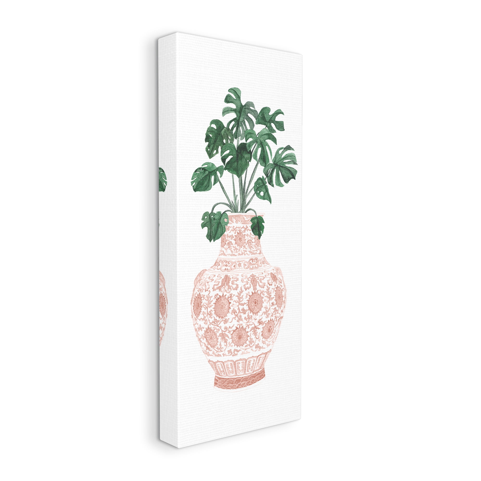 Stupell Industries Monstera with Ornate Vase Botanical & Floral Painting Gallery Wrapped Canvas Art Print Wall Art, 17 x 40