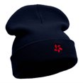 thumbnail image 4 of Hibiscus Flower Embroidered 12 Inch Long Knitted Beanie - Navy OSFM, 4 of 5