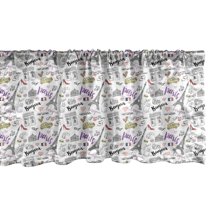 Ambesonne Paris Window Valance, Food Fashion Love, 42" x 18", Multicolor