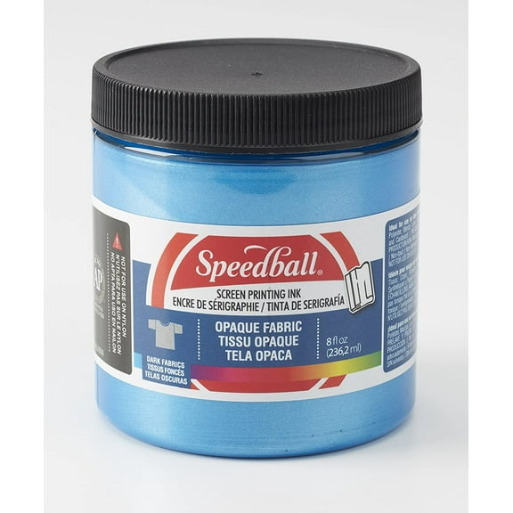 Speedball Opaque Fabric Screen Printing Ink, 8 oz. Jar, Blue Topaz