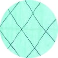 thumbnail image 1 of Ahgly Company Machine Washable Indoor Round Oriental Turquoise Blue Modern Area Rugs, 7' Round, 1 of 4