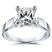 Princess Moissanite Solitaire Peg Head Cathedral Engagement Ring 1 1/2 Carat 14k White Gold