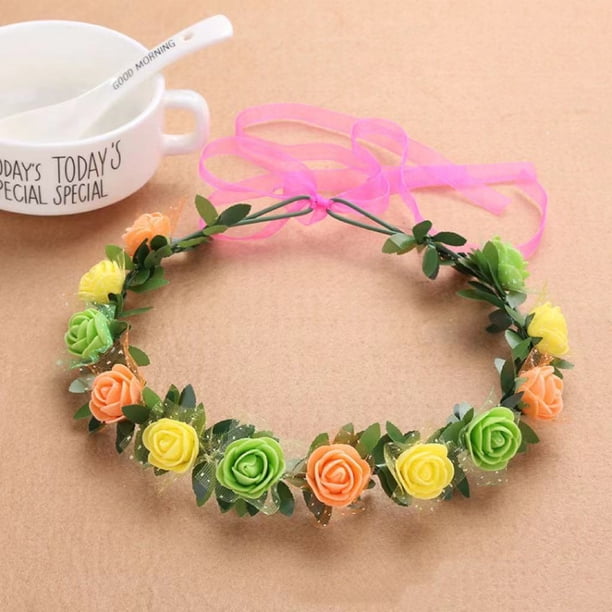 Nvzi Diademas de flores para mujer, corona de flores para novia, suministros para fiestas de bodas, guirnaldas florales, corona para el cabello, diademas florales, A12