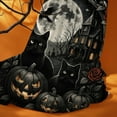 thumbnail image 2 of Gothic Halloween Blanket with Black Cats & Pumpkins, Plush Throw, Dark Moon Decor, Spooky October Vibes, Halloween blanket Gift, Cozy Throw Blanket, 2 of 4