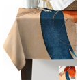 thumbnail image 3 of Blue Orange Red Boho Rectangle/Square/Round Waterproof Tablecloths 60x102 inch Modern Geometric Abstract Art Middle Century Polyester Table Cloth Table Cover Tabletop for Wedding Party, 3 of 6