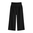 thumbnail image 5 of AVRNLIQ Womens High Waisted Wide Leg Capri Pants with Pockets Loose Fit Stretch Casual Coffee Cropped Pants, 5 of 8