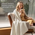 thumbnail image 3 of PHF 100% Cotton Muslin Throw Blanket, 50" x 60", 4-Layer Lightweight and Breathable Blanket, Luxuriously Soft Gauze Blanket for Couch Bed, Oat Milk, 3 of 6