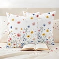 thumbnail image 2 of Outdoor Pillow Covers Watercolor Floral Wild Grass Waterproof Pillow Cases 16x16 Set of 2, Red Yellow Blue Pastoral Flower Throw Pillow Cover Pillowcase for Patio Balcony Couch Garden, 2 of 9