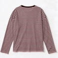 thumbnail image 4 of Hvogkswy Long Sleeve Shirts for Women Trendy Crewneck Cropped Striped T Shirt Loose Casual Pullover Blouses, 4 of 7