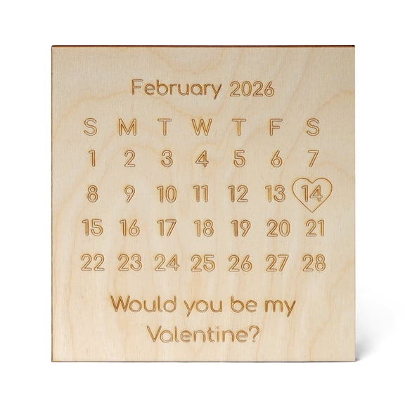 "Will You Be My Valentine” Calendar Wood Cutouts 4-inch, 1/8 inch Thick, Pack of 10 Valentines Crafts for Gifts/Décor, by Woodpeckers