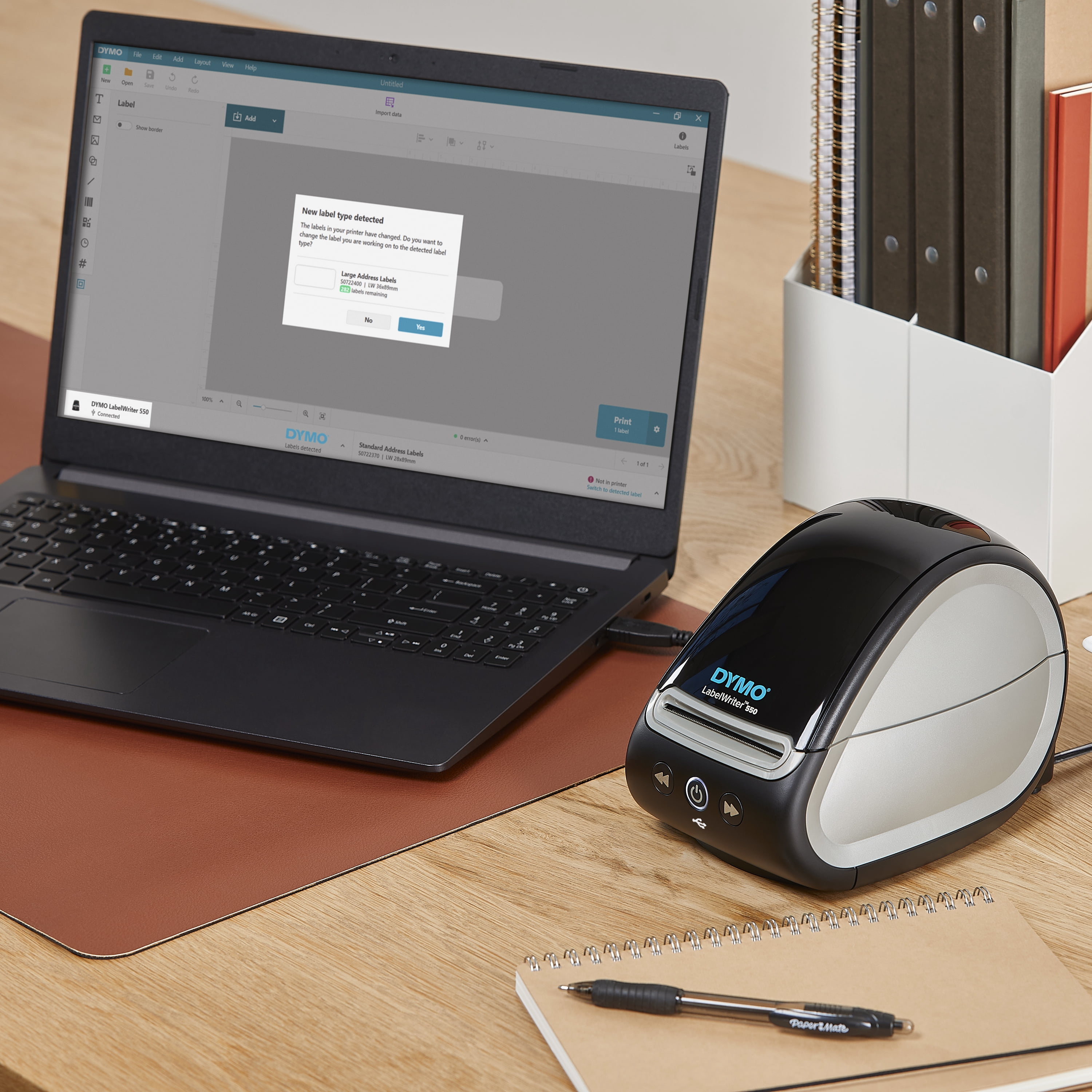 DYMO LabelWriter 550 Label Printer, Label Maker with Direct Thermal Printing, Automatic Label Recognition, Prints Address Labels, Shipping Labels, Mailing Labels, Barcode Labels, and More
