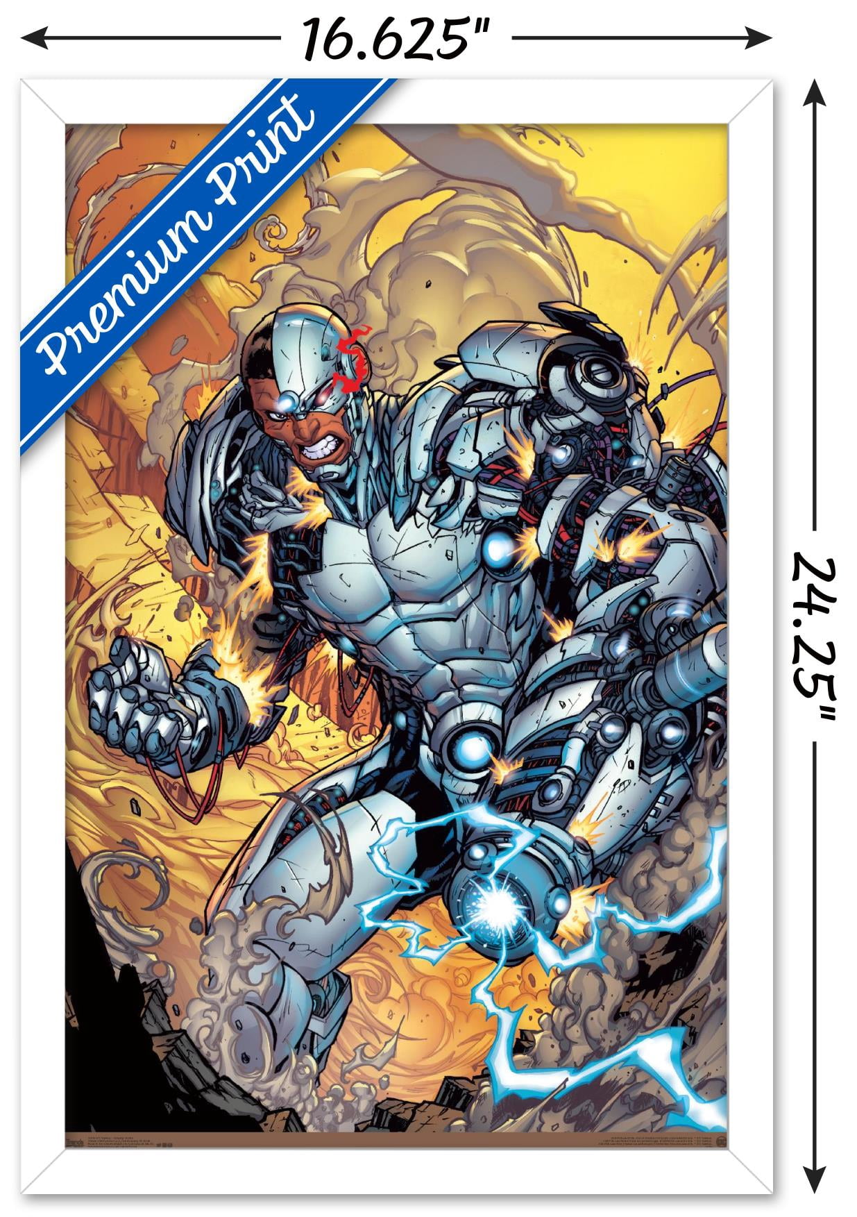 DC Comics - Cyborg - Battle Wall Poster, 14.725" x 22.375" Framed