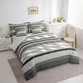 thumbnail image 3 of Feelyou Adult Minimalst Twin Bedding Sets 7-Piece, Grey Stripes Abstract Bedding Comforter Set, Modern Fashion Theme Reversible Sheet Sets, Breathable Home Decor, 3 of 7