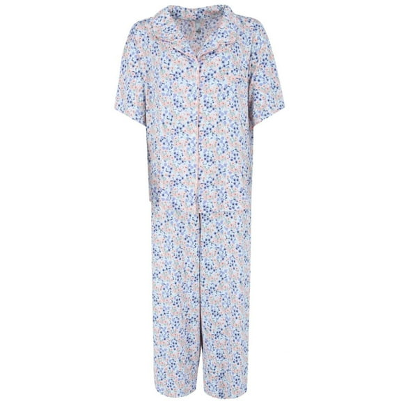 PJ Couture Ditsy Floral Notch Collar Capri Set (Women's Plus)