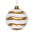 thumbnail image 1 of Vickerman M132195 8 in. Gold-Silver Candy Glitter Wave Ball Ornament, 1 of 2