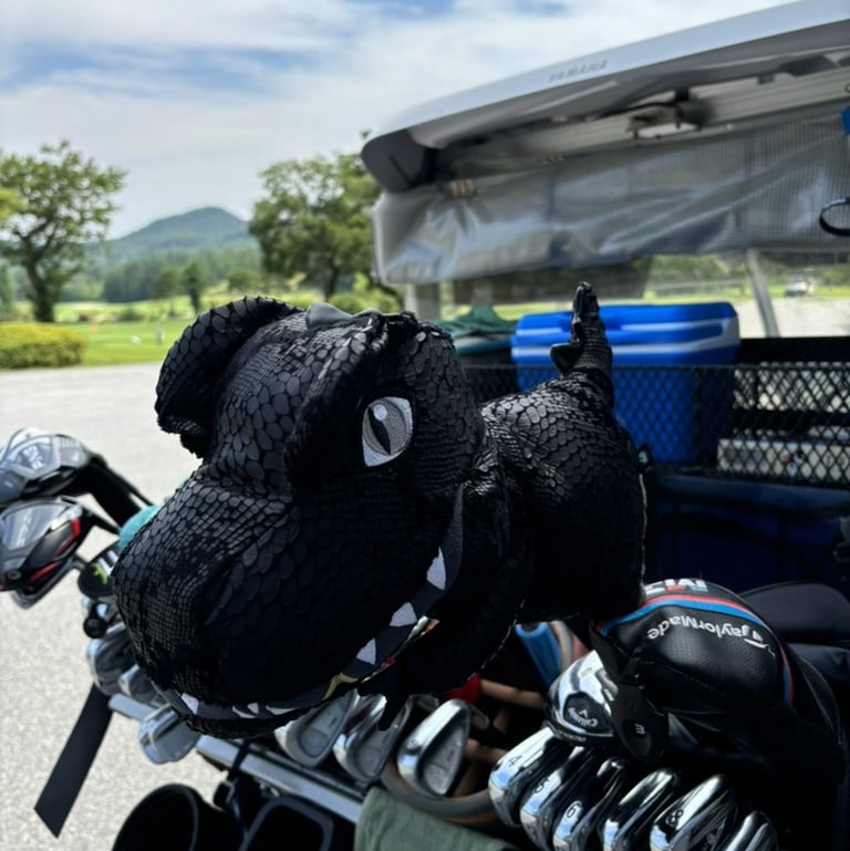 dinofactory T-Rex Dinosaur Golf Driver Headcover, Plush, Jet Black