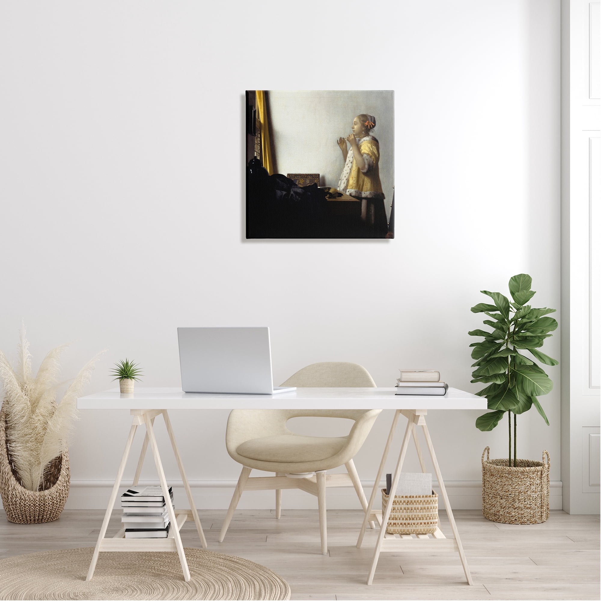 Stupell Industries Young Woman with a Pearl Necklas Johannes Vermeer Painting Painting Gallery Wrapped Canvas Print Wall Art, Design by one1000paintings